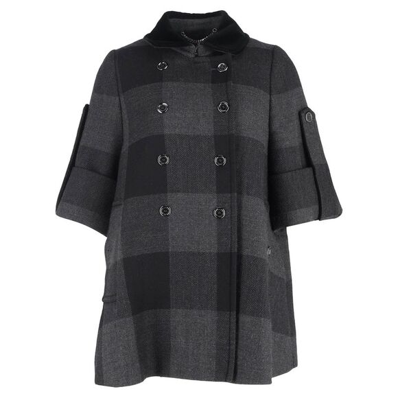 Burberry Jackets & Blazers - Burberry Checked Double-Breasted Peacoat in Black Wool